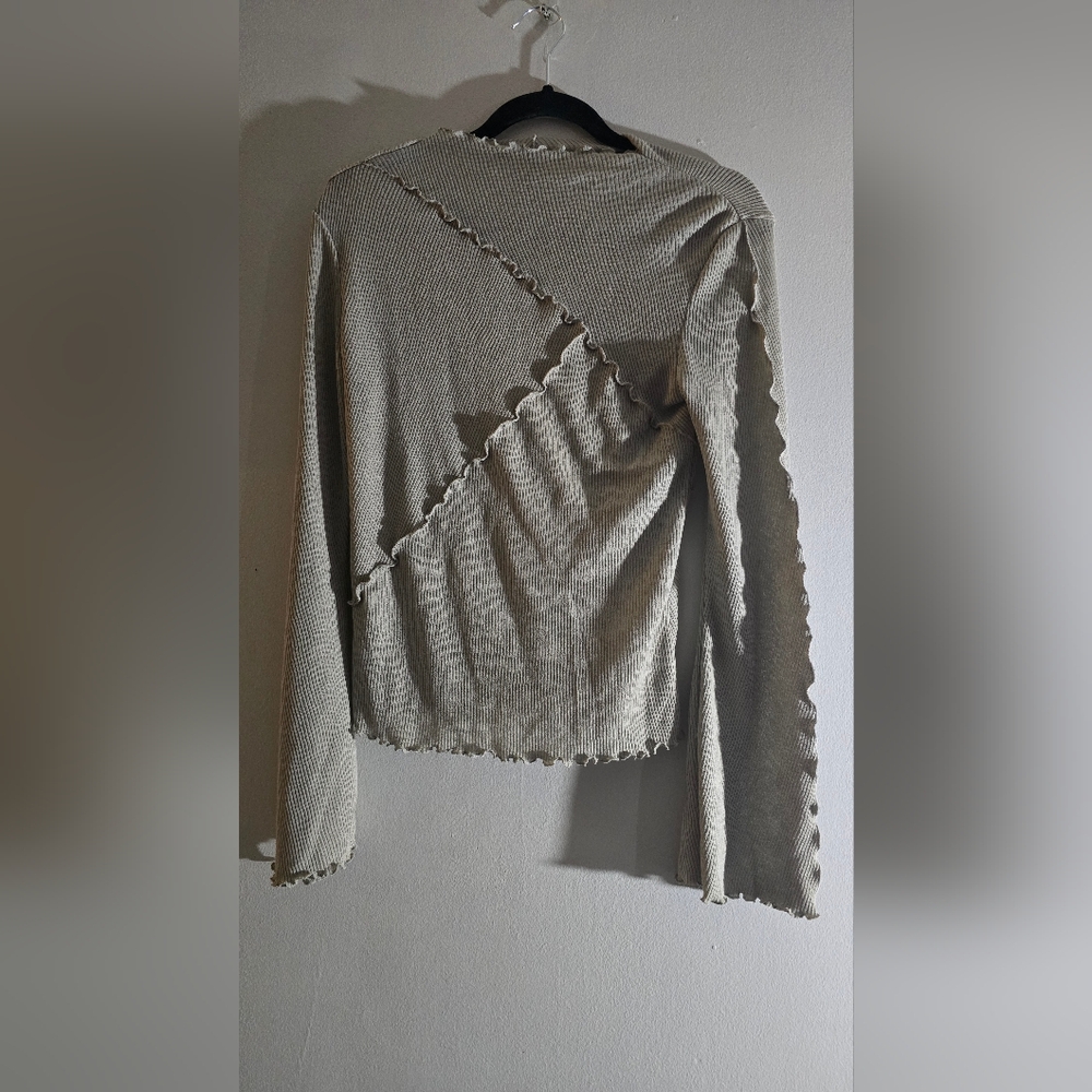 Divided Slate Green With Some Sheen Ribbed Knit Top